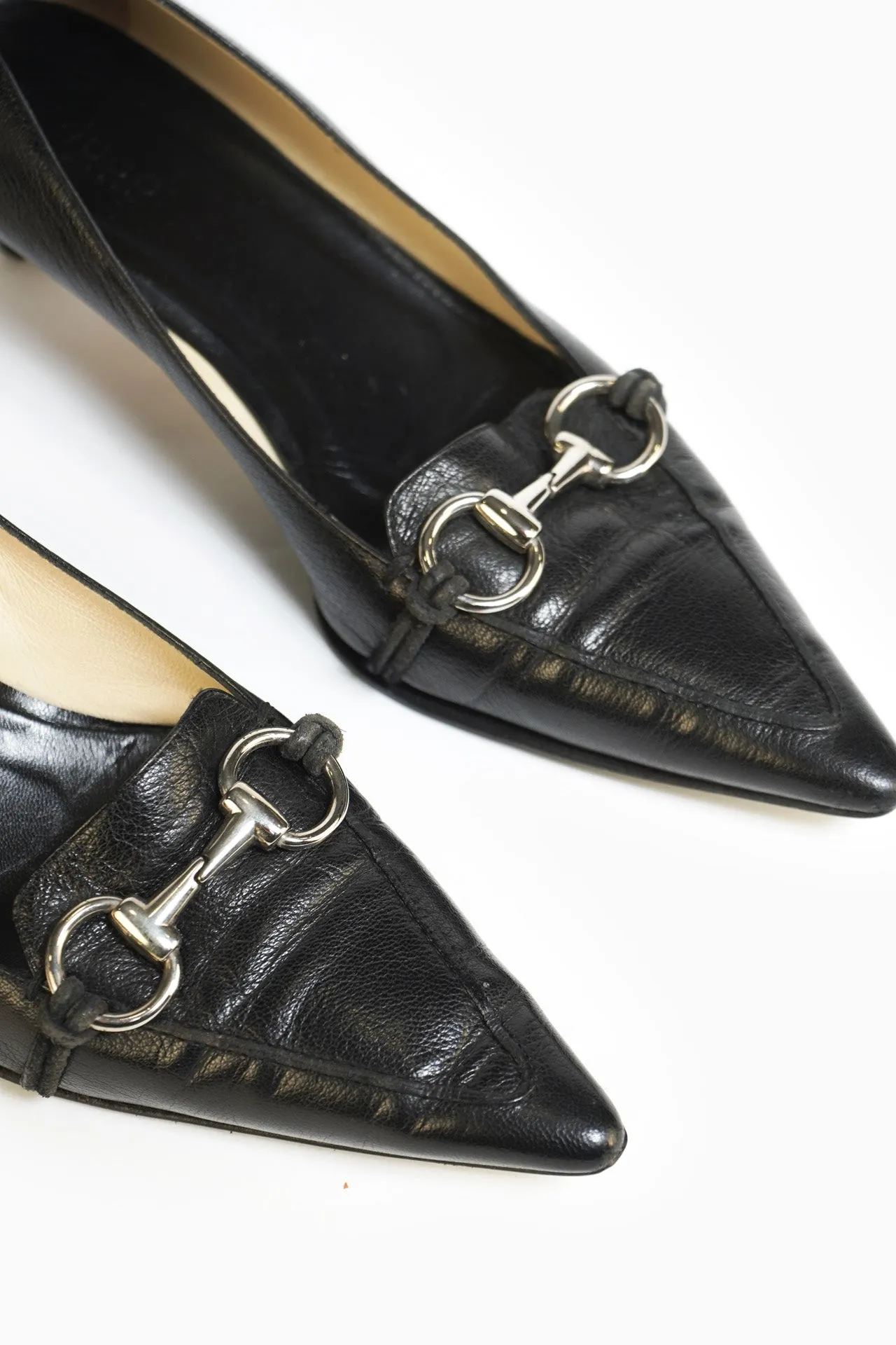 Gucci Black Heels With Horsebit Detail with box - Size 38.5