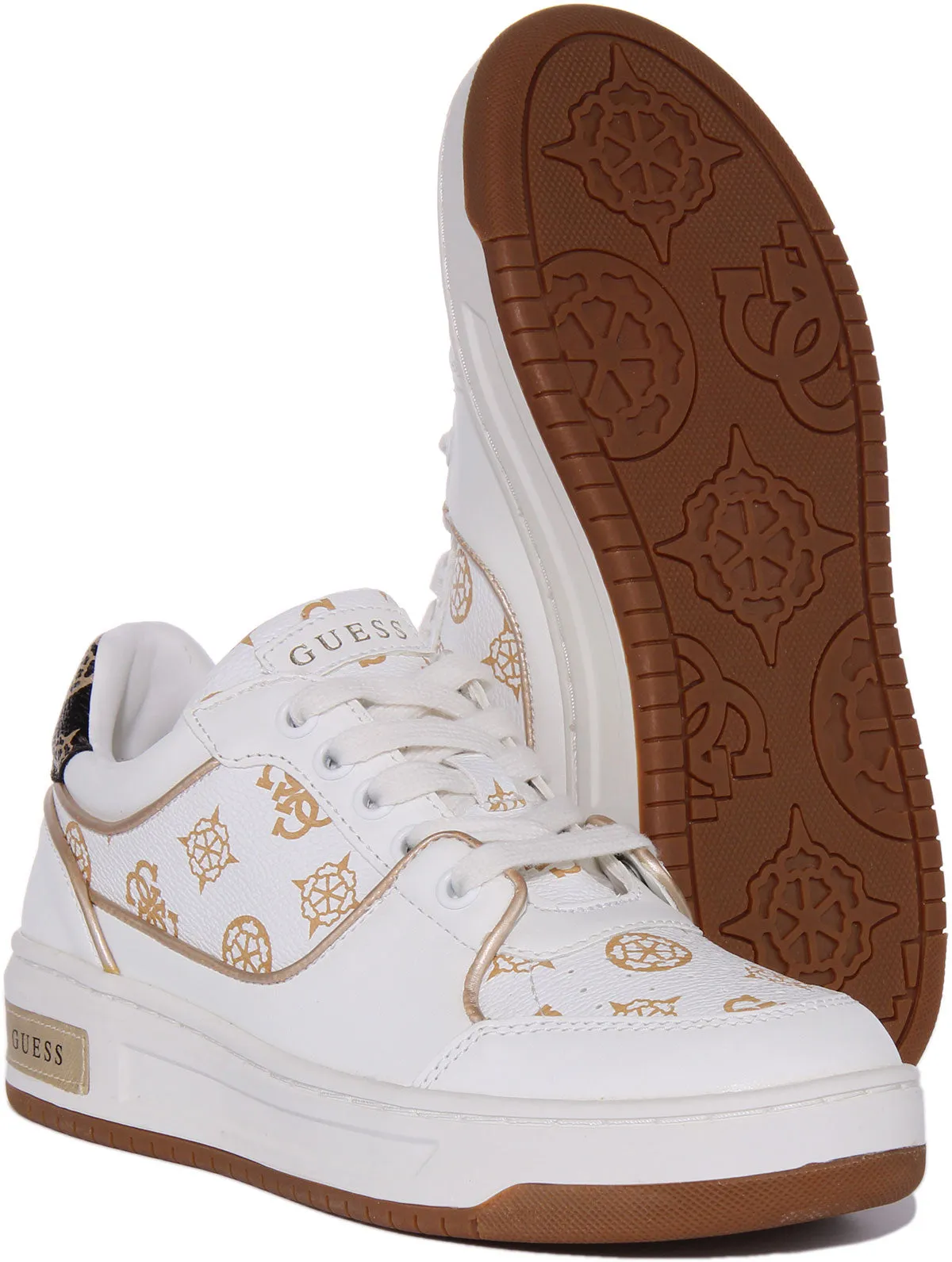Guess Tokyo Trainer In White Gold For Women