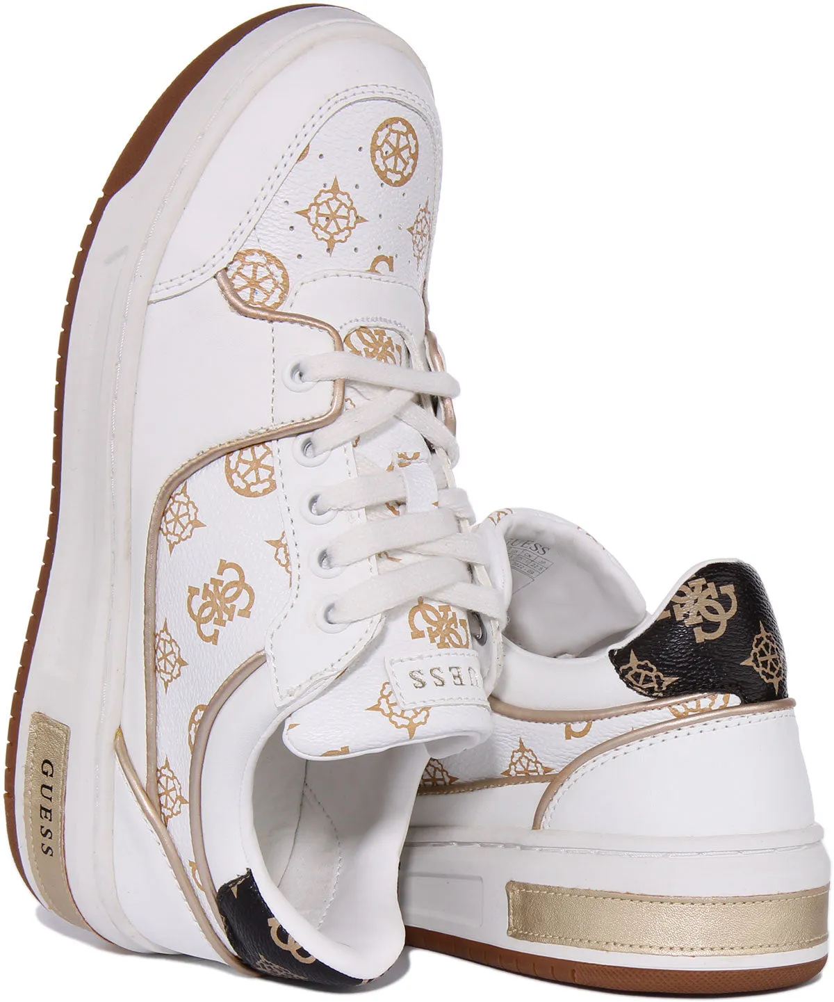 Guess Tokyo Trainer In White Gold For Women