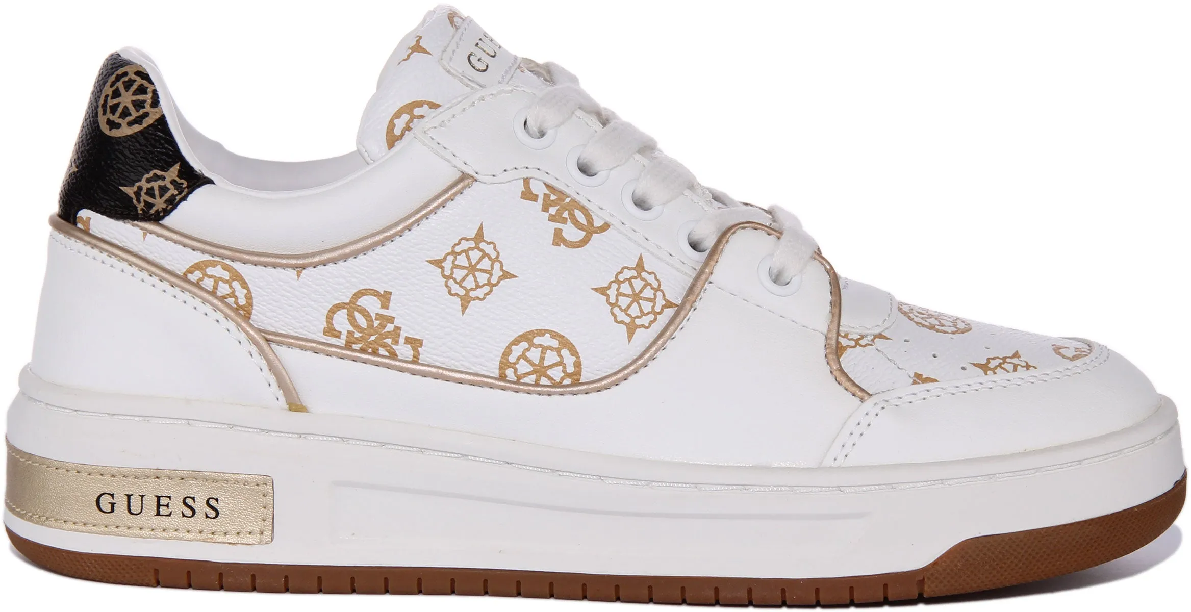 Guess Tokyo Trainer In White Gold For Women
