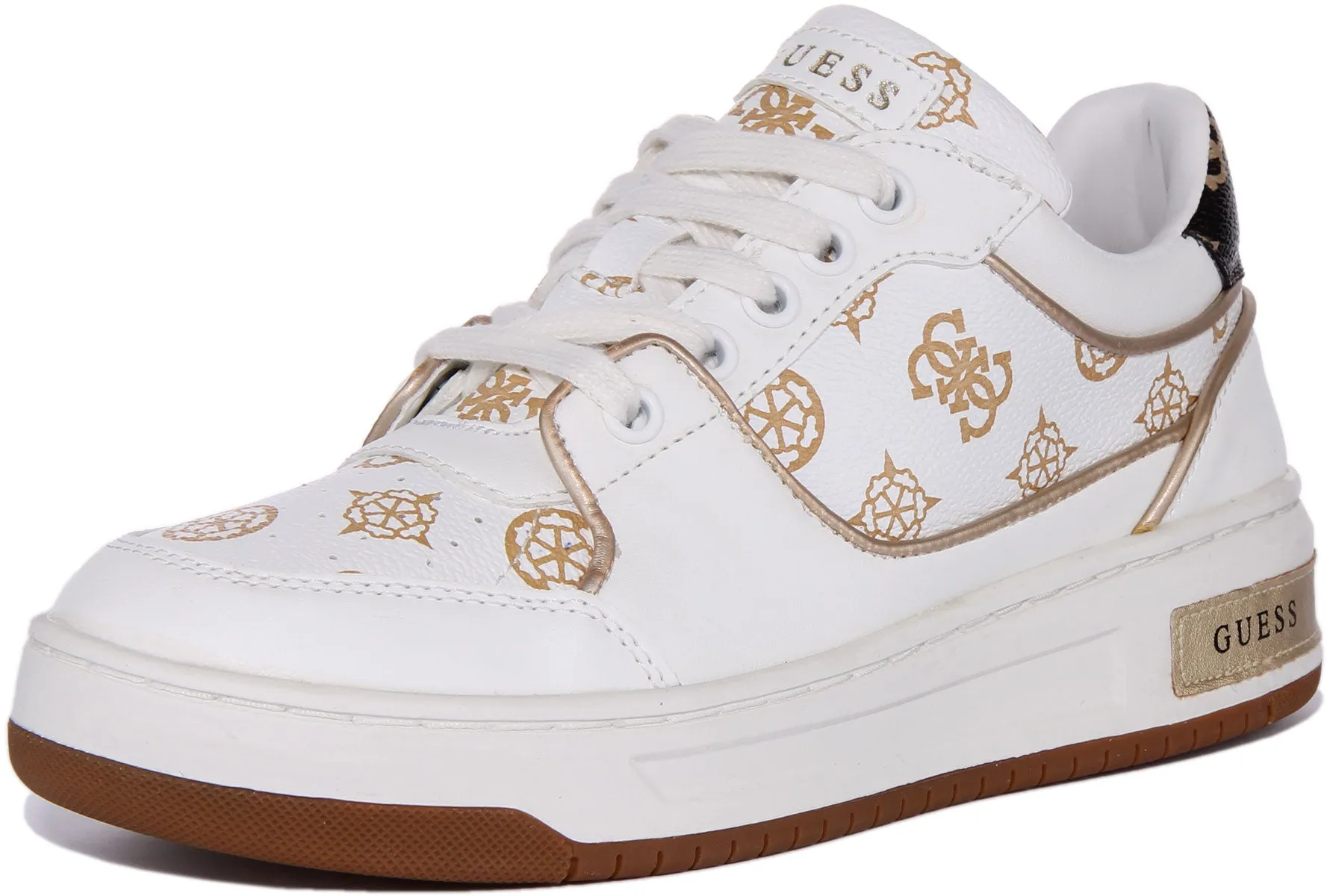 Guess Tokyo Trainer In White Gold For Women