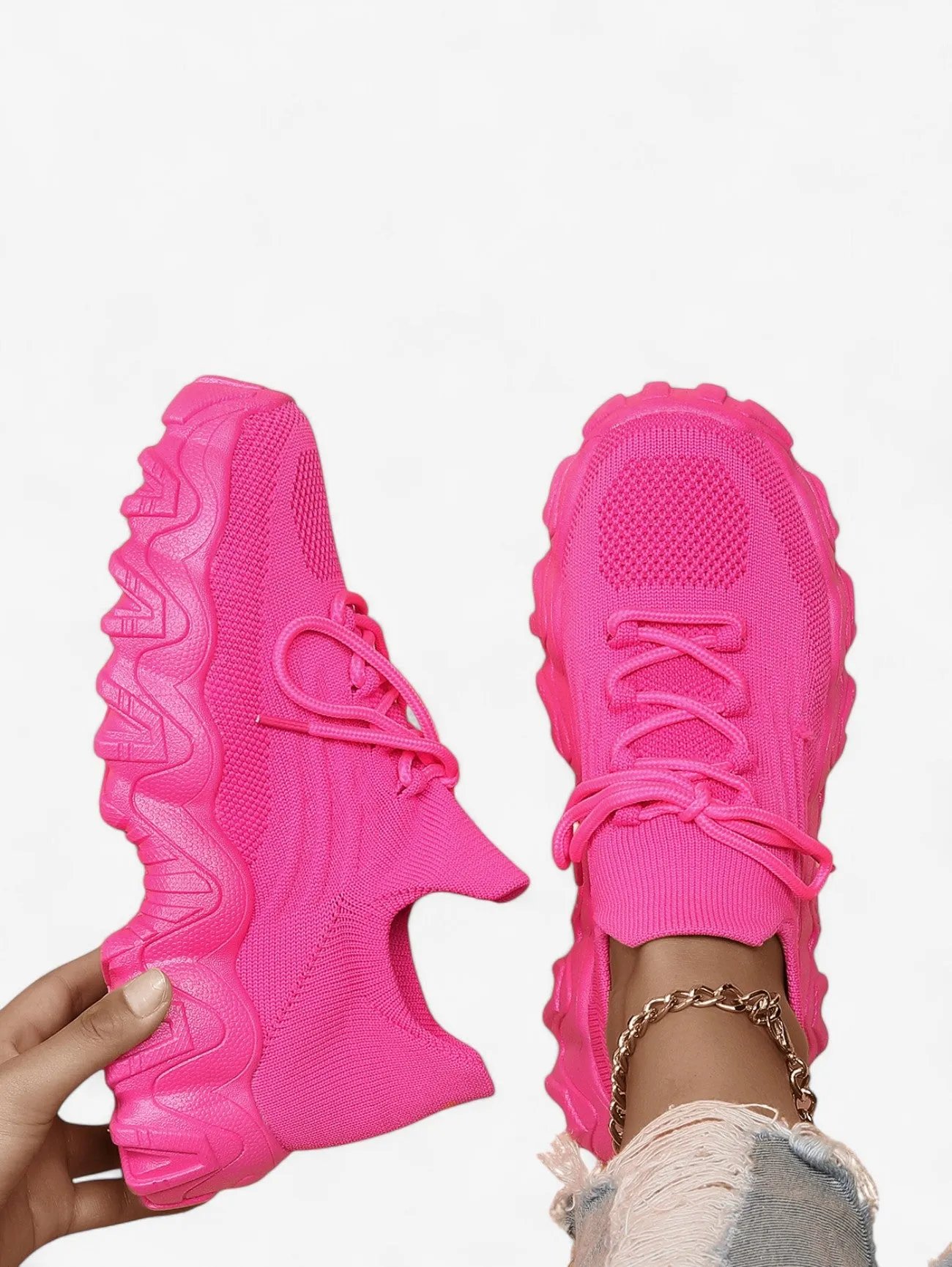 Jada | Women’s Lightweight Chunky Knit Casual Sneakers Shoes