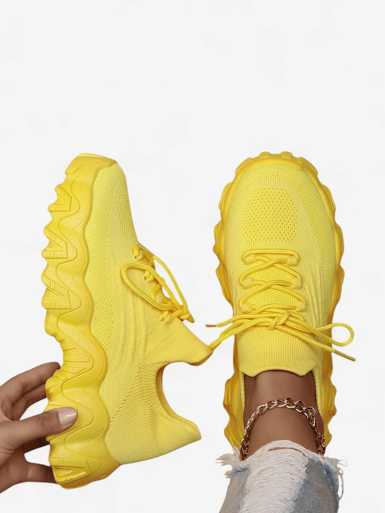 Jada | Women’s Lightweight Chunky Knit Casual Sneakers Shoes