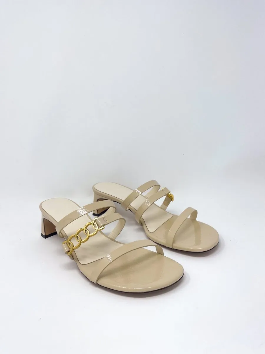 Juliet Leather Heel Sandal in Natural