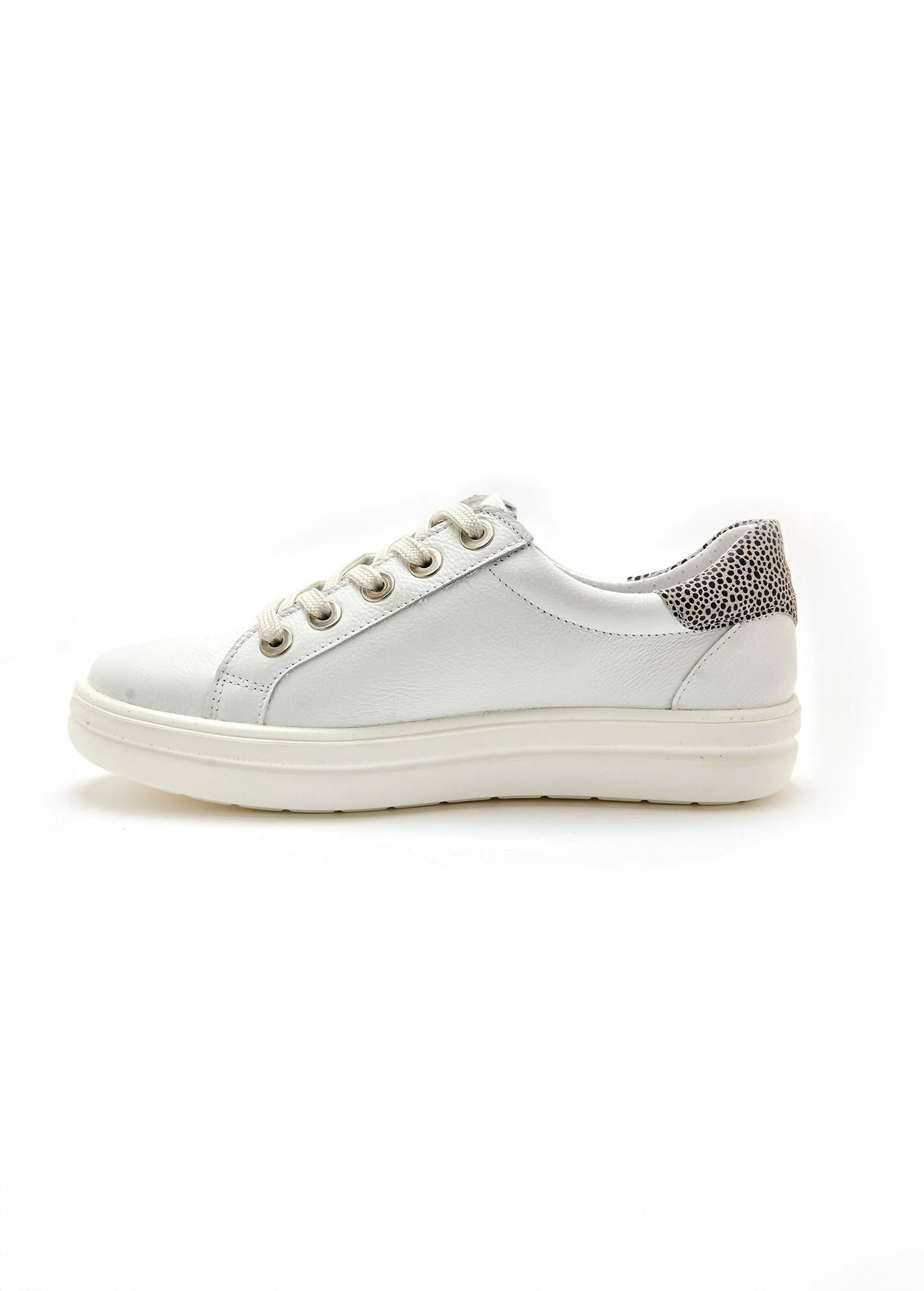 Leather sneakers with laces and zip, heel detail