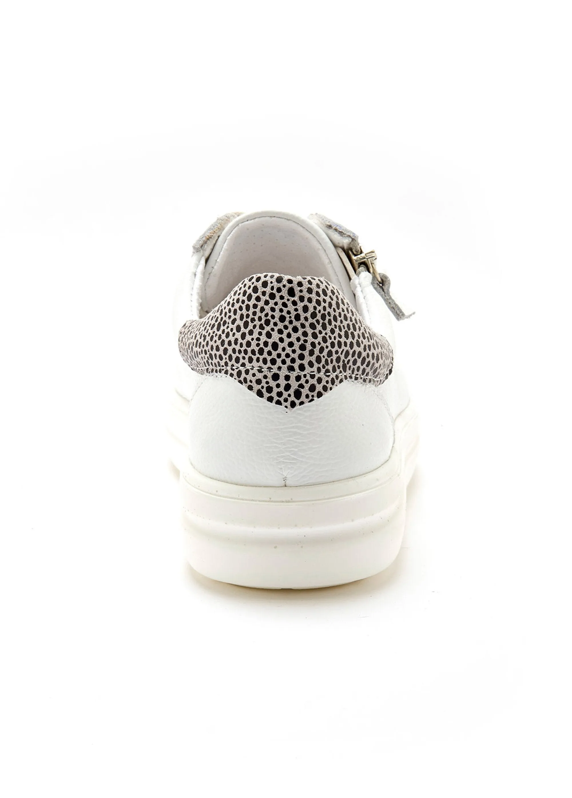 Leather sneakers with laces and zip, heel detail