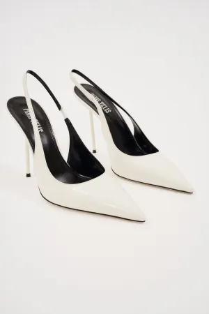 Lidia Patent White Slingback