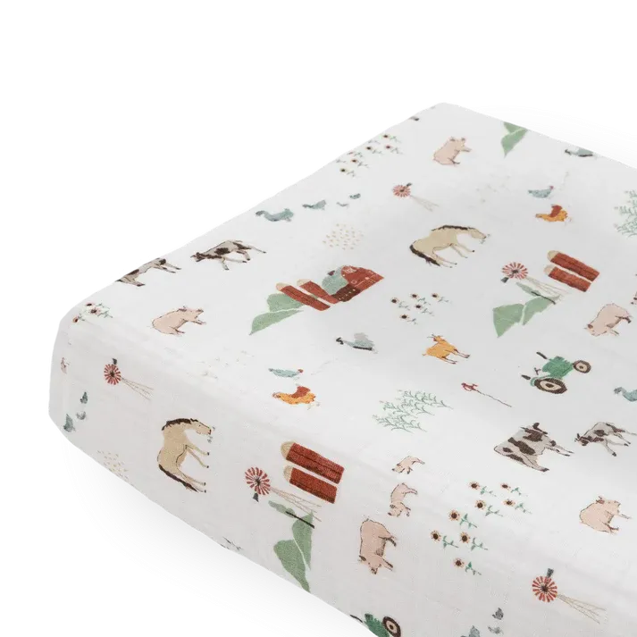 Little Unicorn Cotton Muslin Changing Pad Cover (Farmyard)