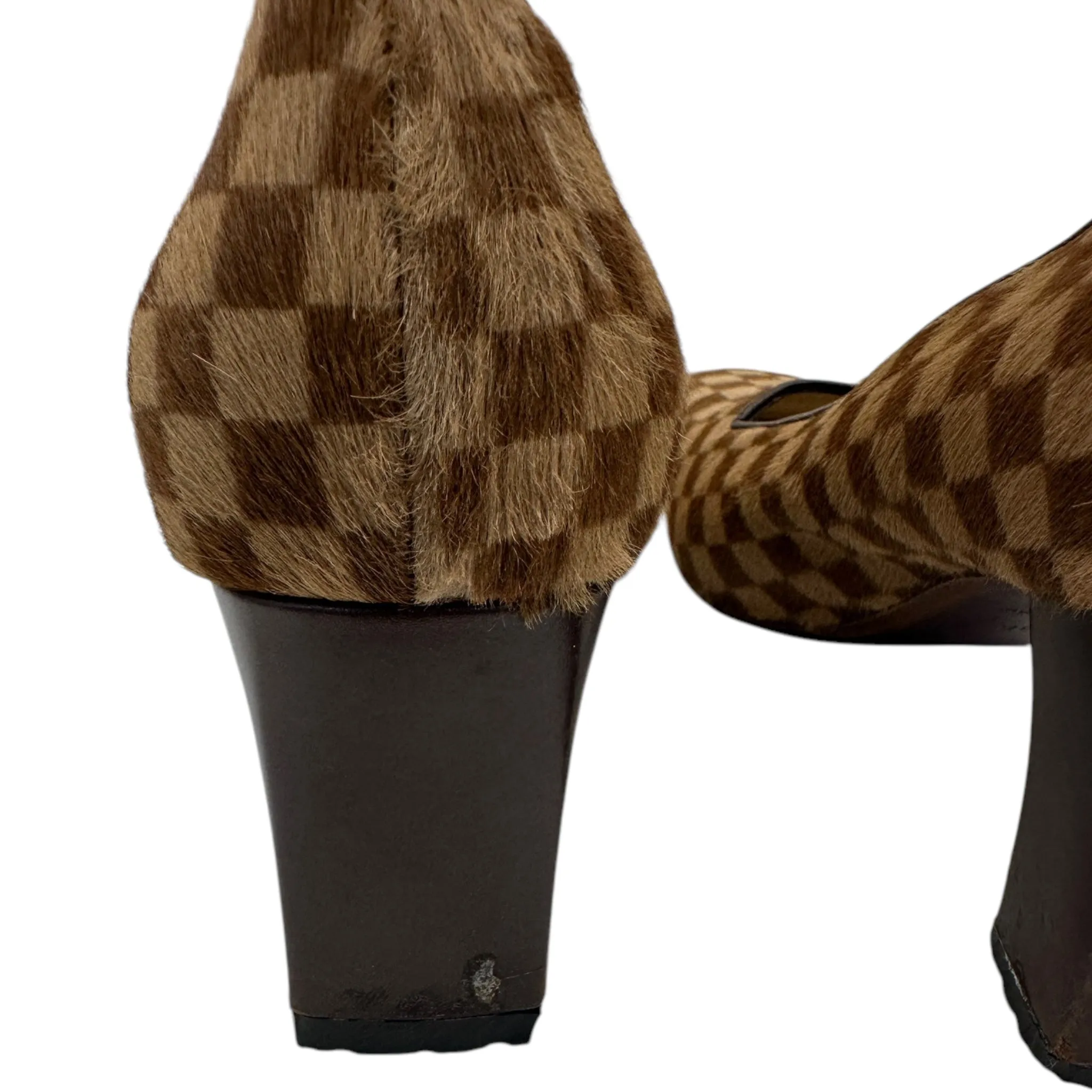 Louis Vuitton Damier Pony Hair Square Toe Pumps Size EU 36