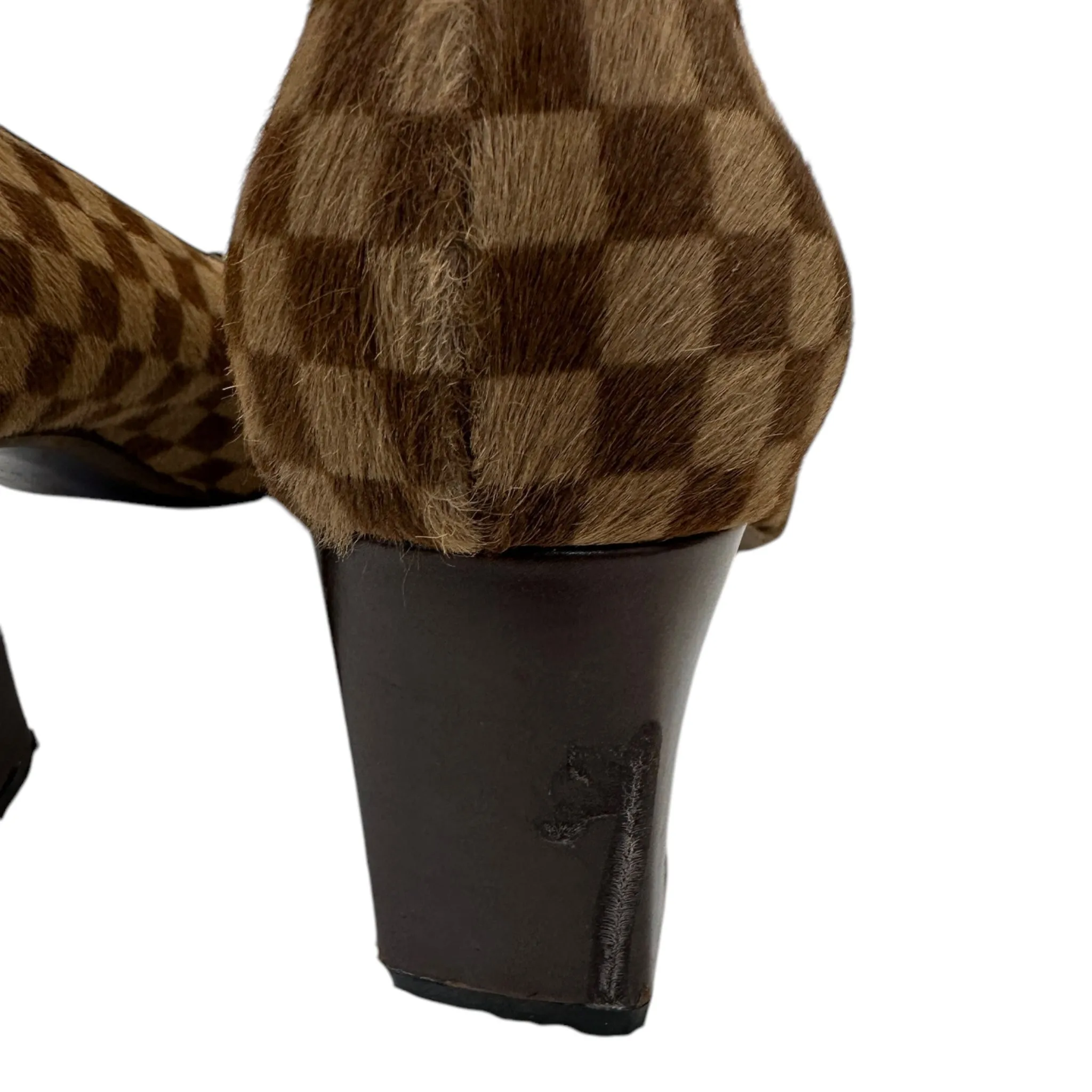 Louis Vuitton Damier Pony Hair Square Toe Pumps Size EU 36