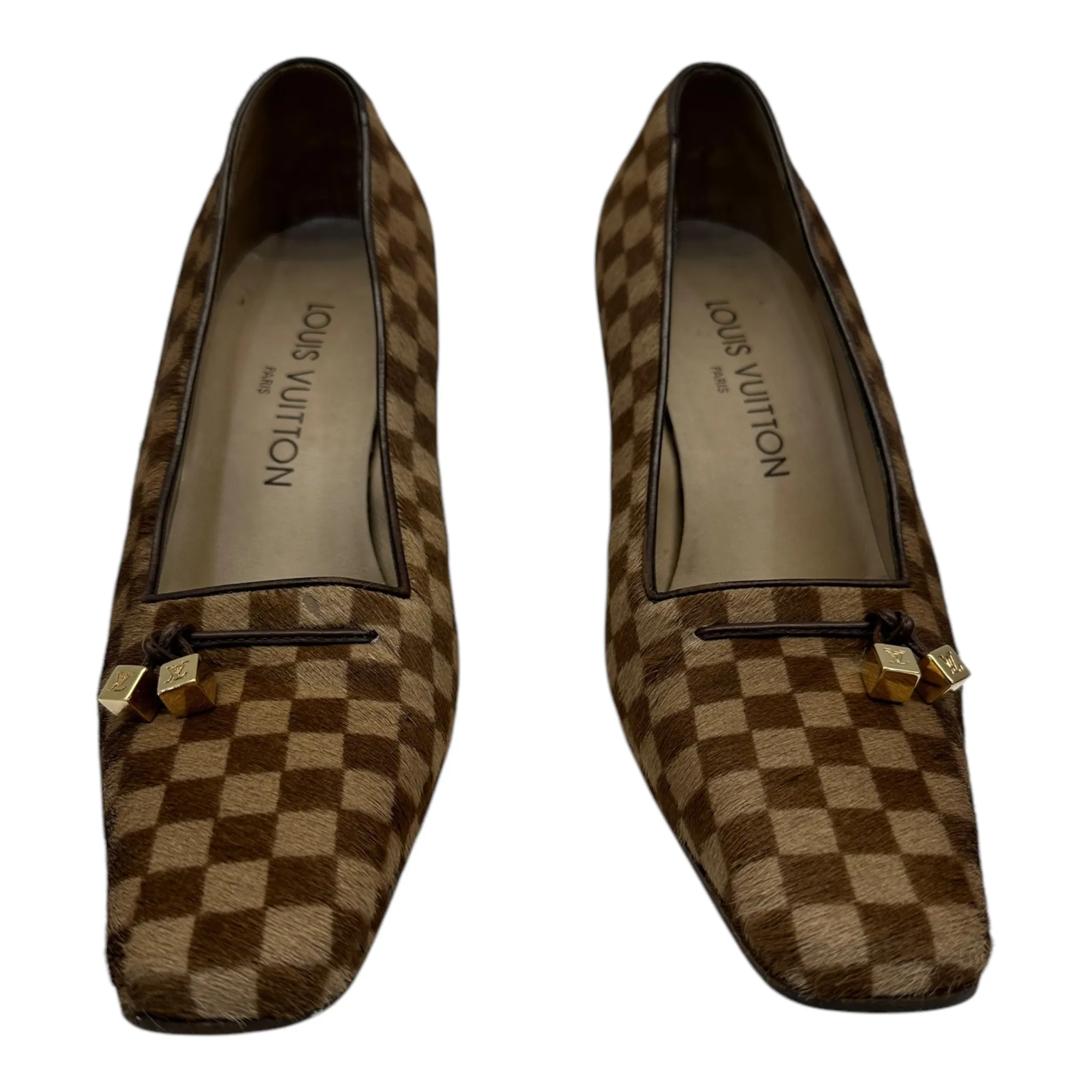 Louis Vuitton Damier Pony Hair Square Toe Pumps Size EU 36