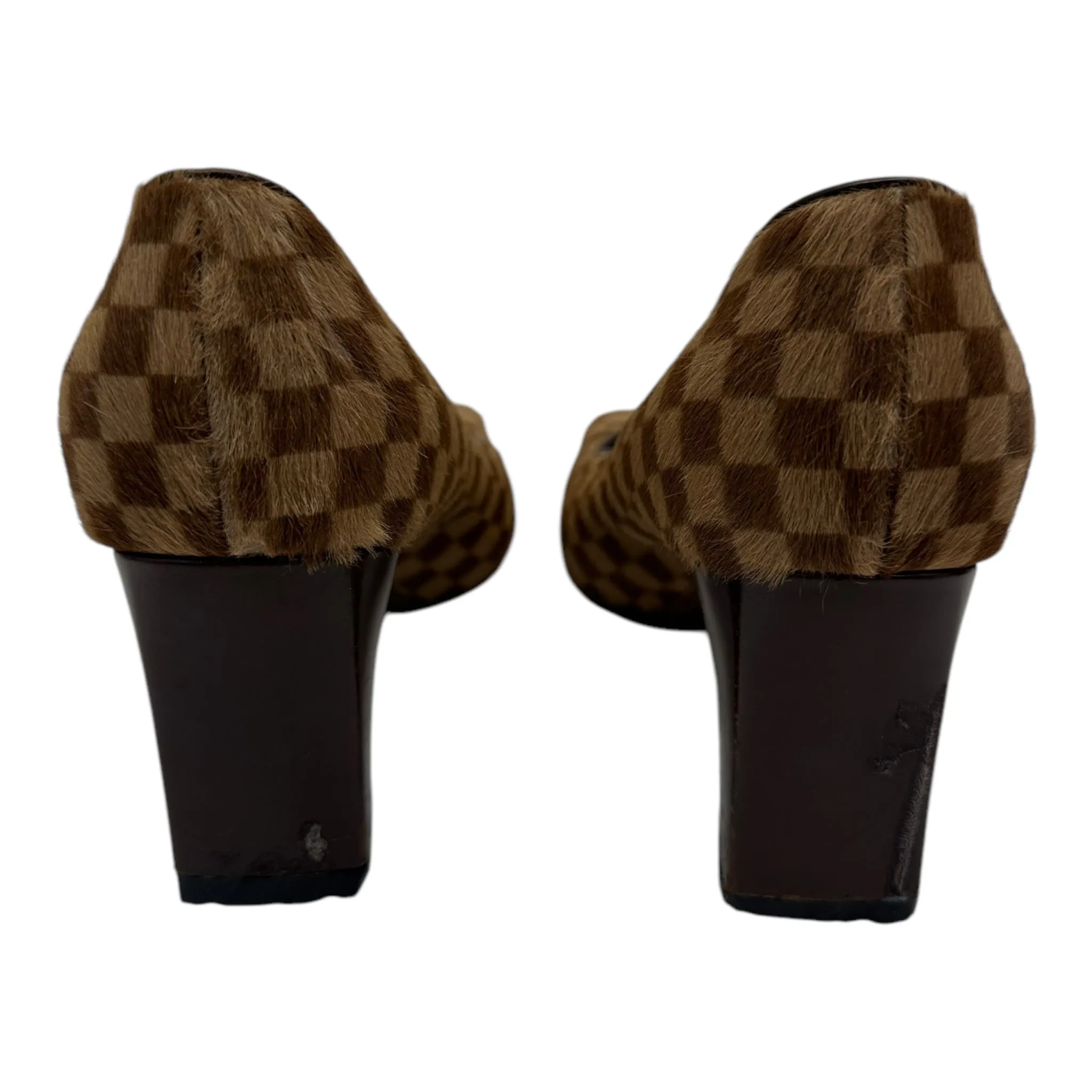 Louis Vuitton Damier Pony Hair Square Toe Pumps Size EU 36
