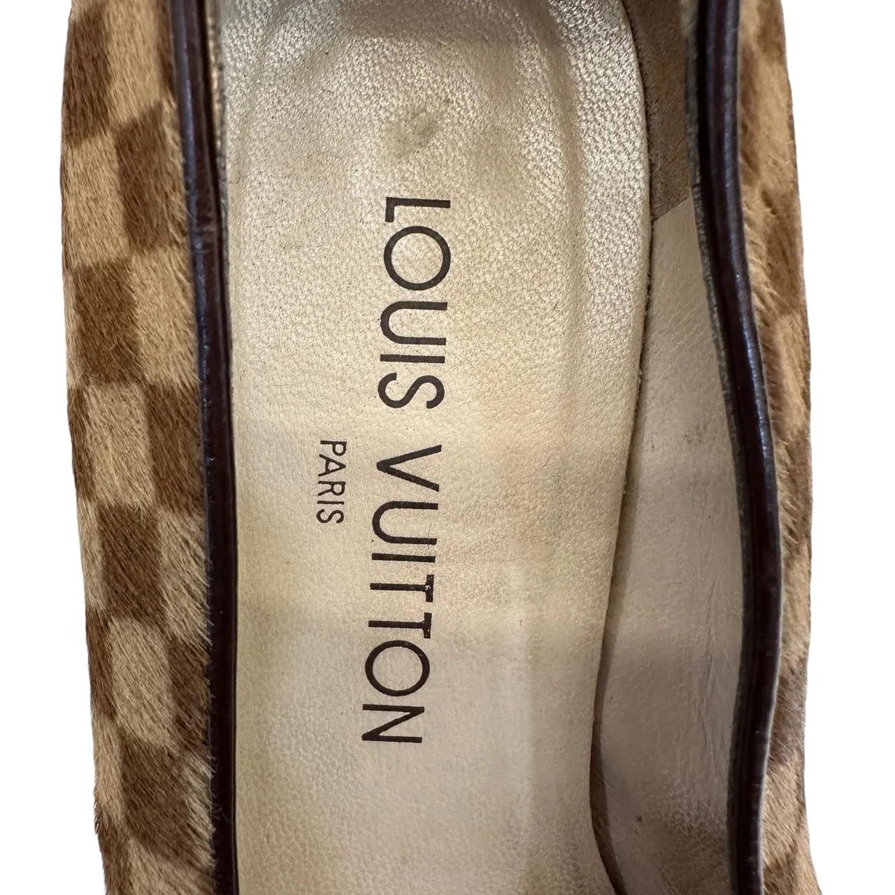 Louis Vuitton Damier Pony Hair Square Toe Pumps Size EU 36