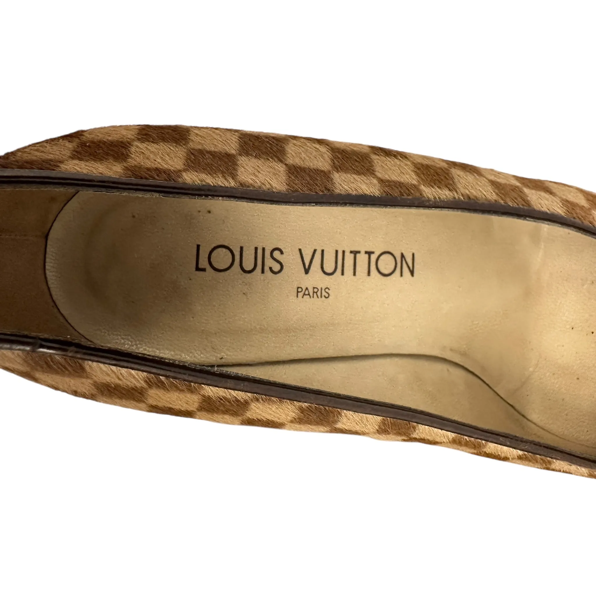 Louis Vuitton Damier Pony Hair Square Toe Pumps Size EU 36