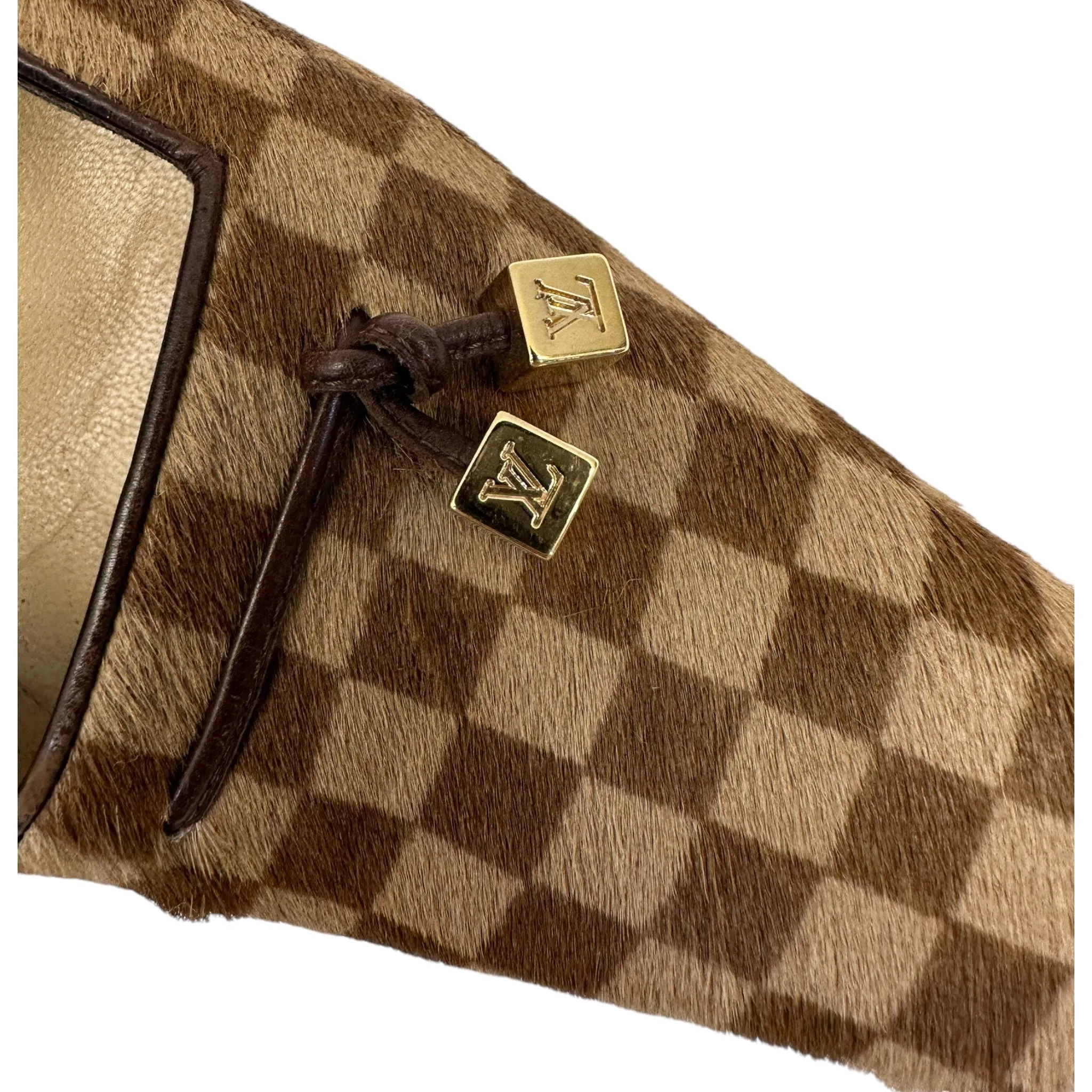 Louis Vuitton Damier Pony Hair Square Toe Pumps Size EU 36