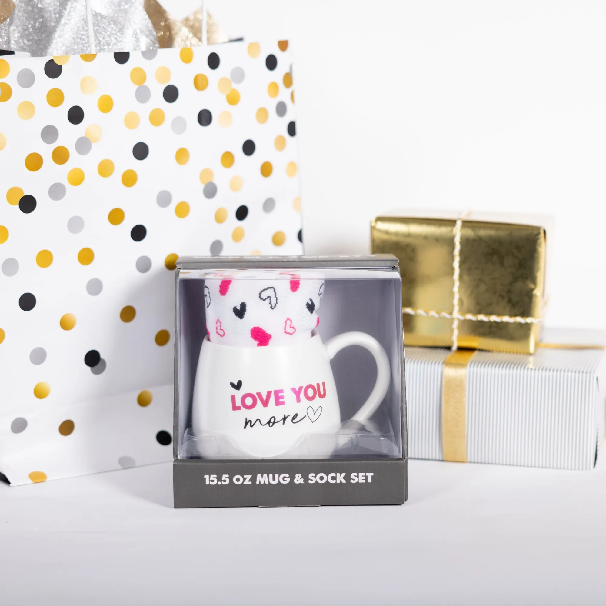 Love You More 15.5 oz Mug and Sock Set