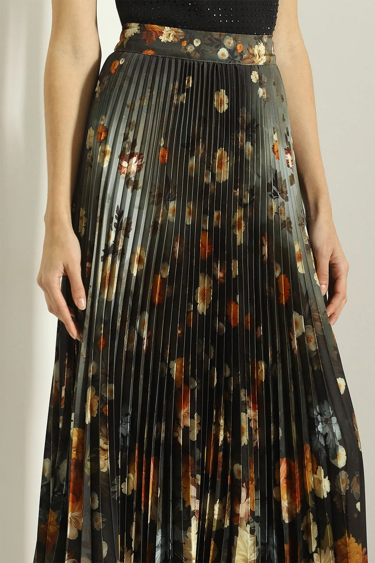 Lunara pleated skirt and black top