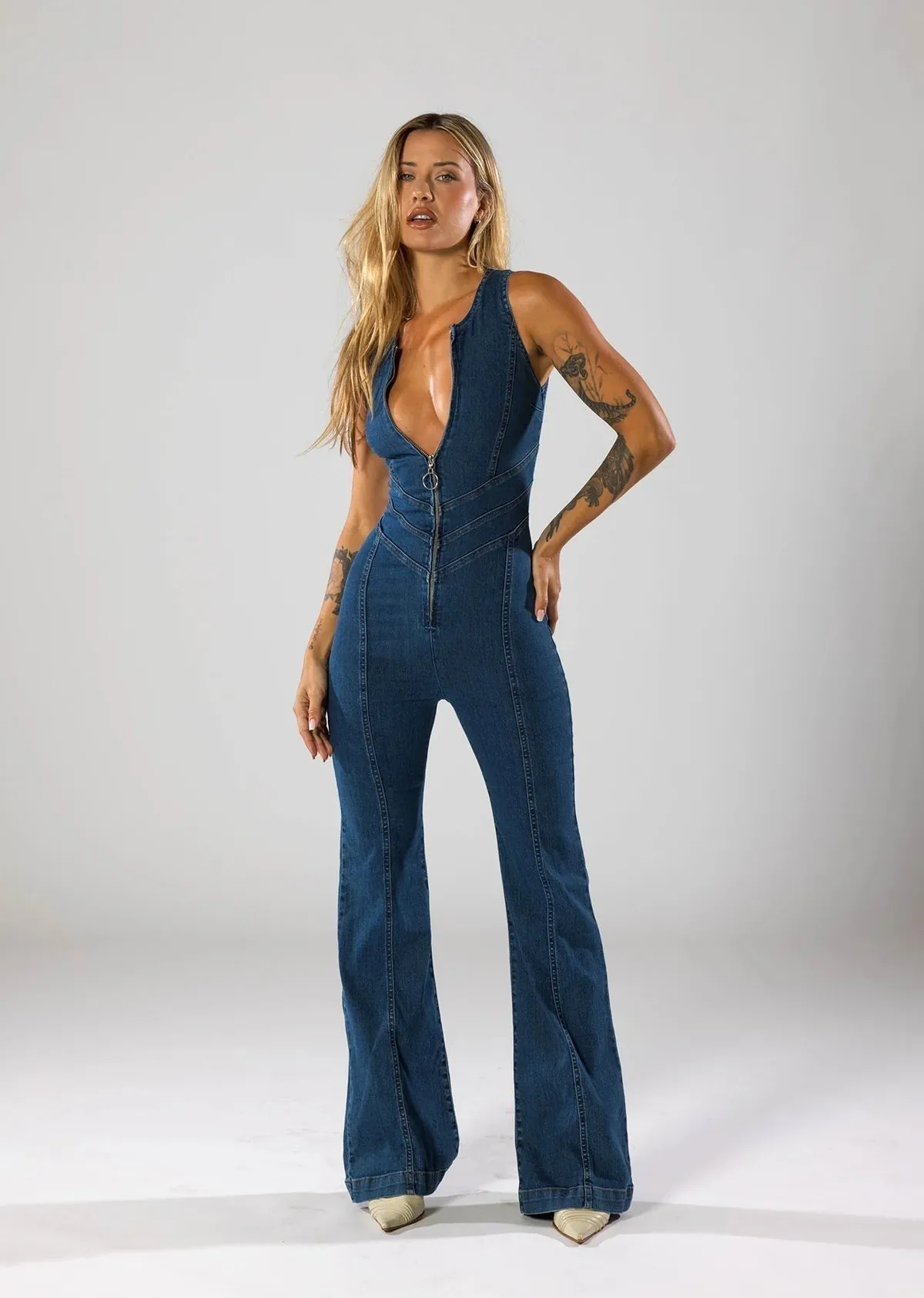 Lysira | Jean Heart Jumpsuit