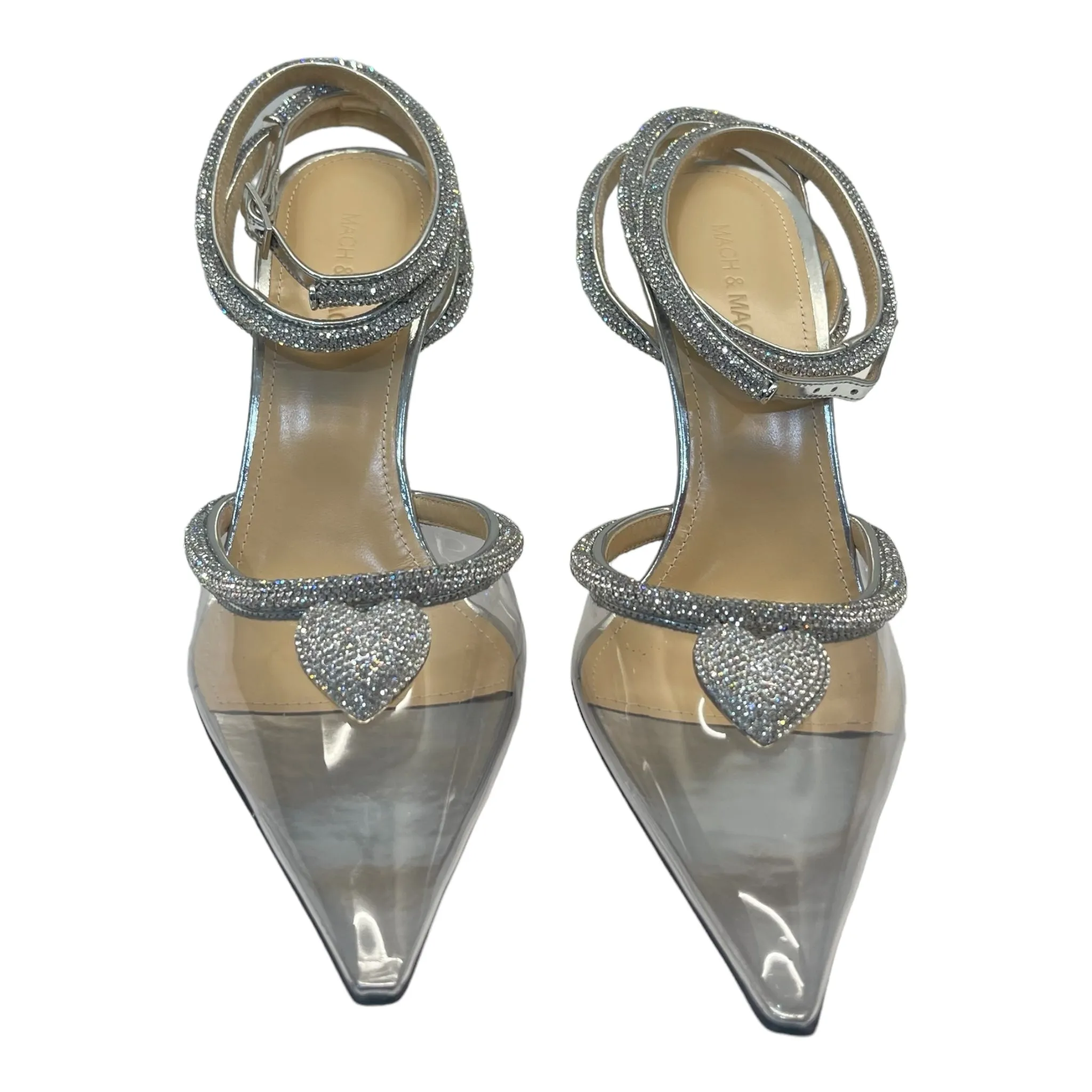 Mach & Mach Georgia crystal Heart embellished Heels - Size EU 40