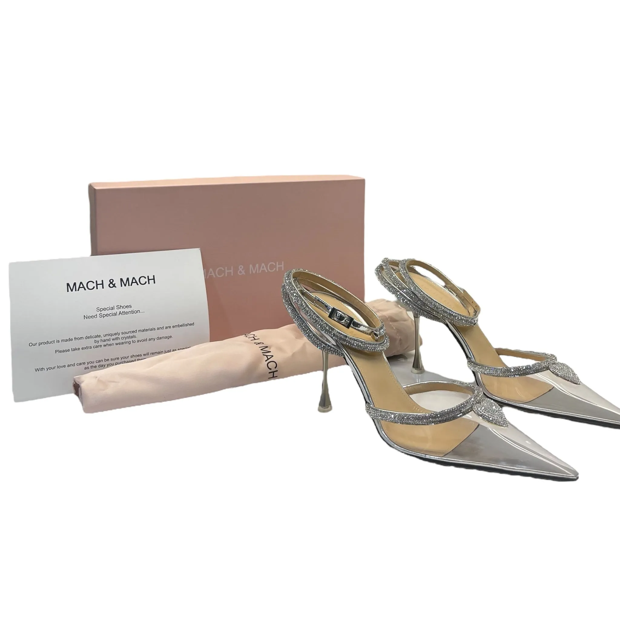Mach & Mach Georgia crystal Heart embellished Heels - Size EU 40