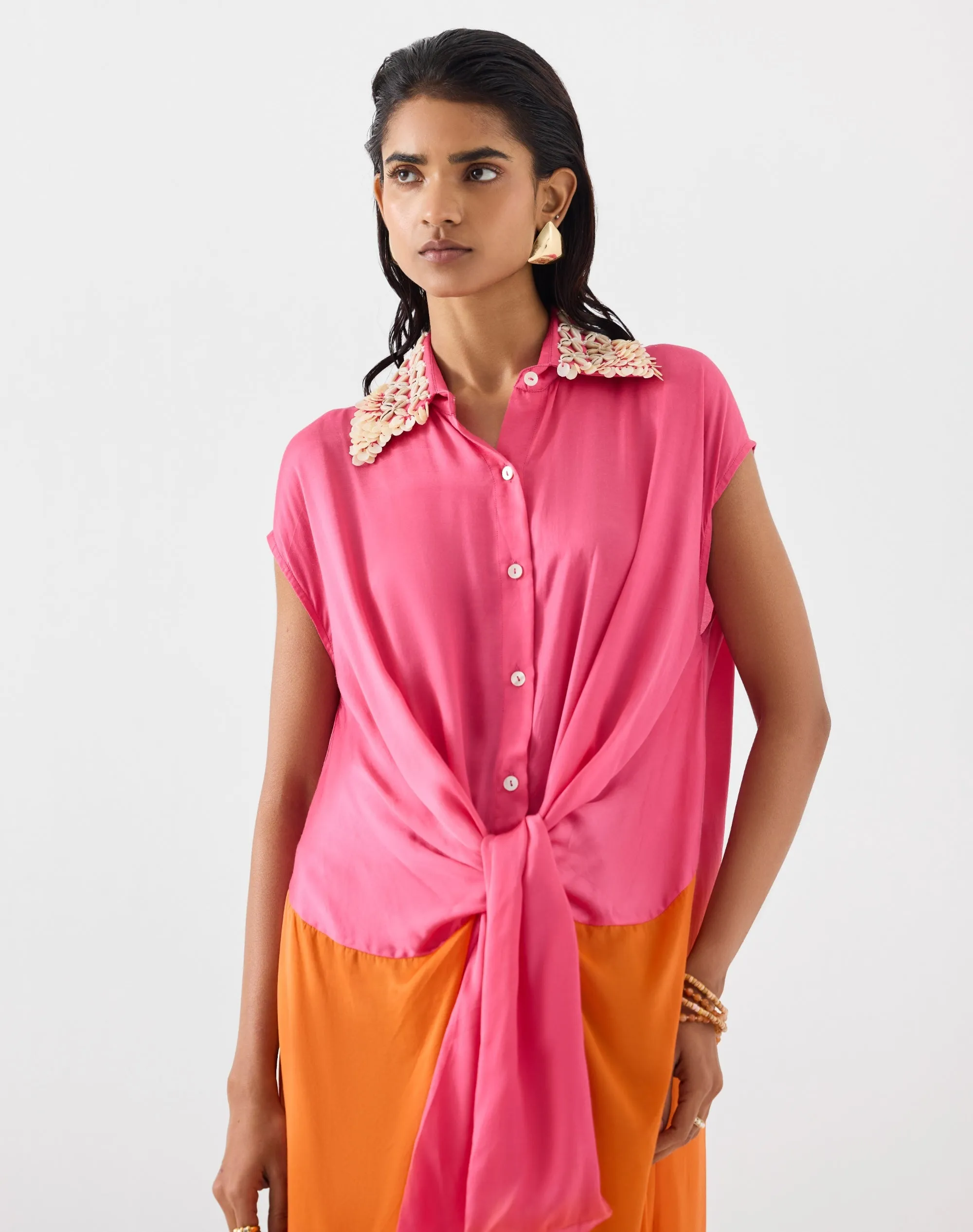 Martini pink orange knot dress