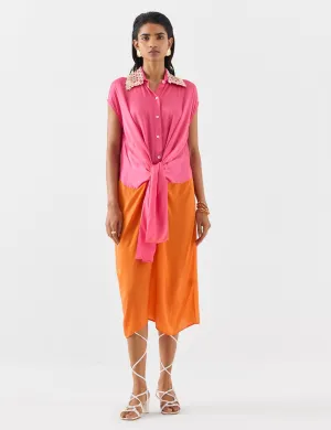 Martini pink orange knot dress