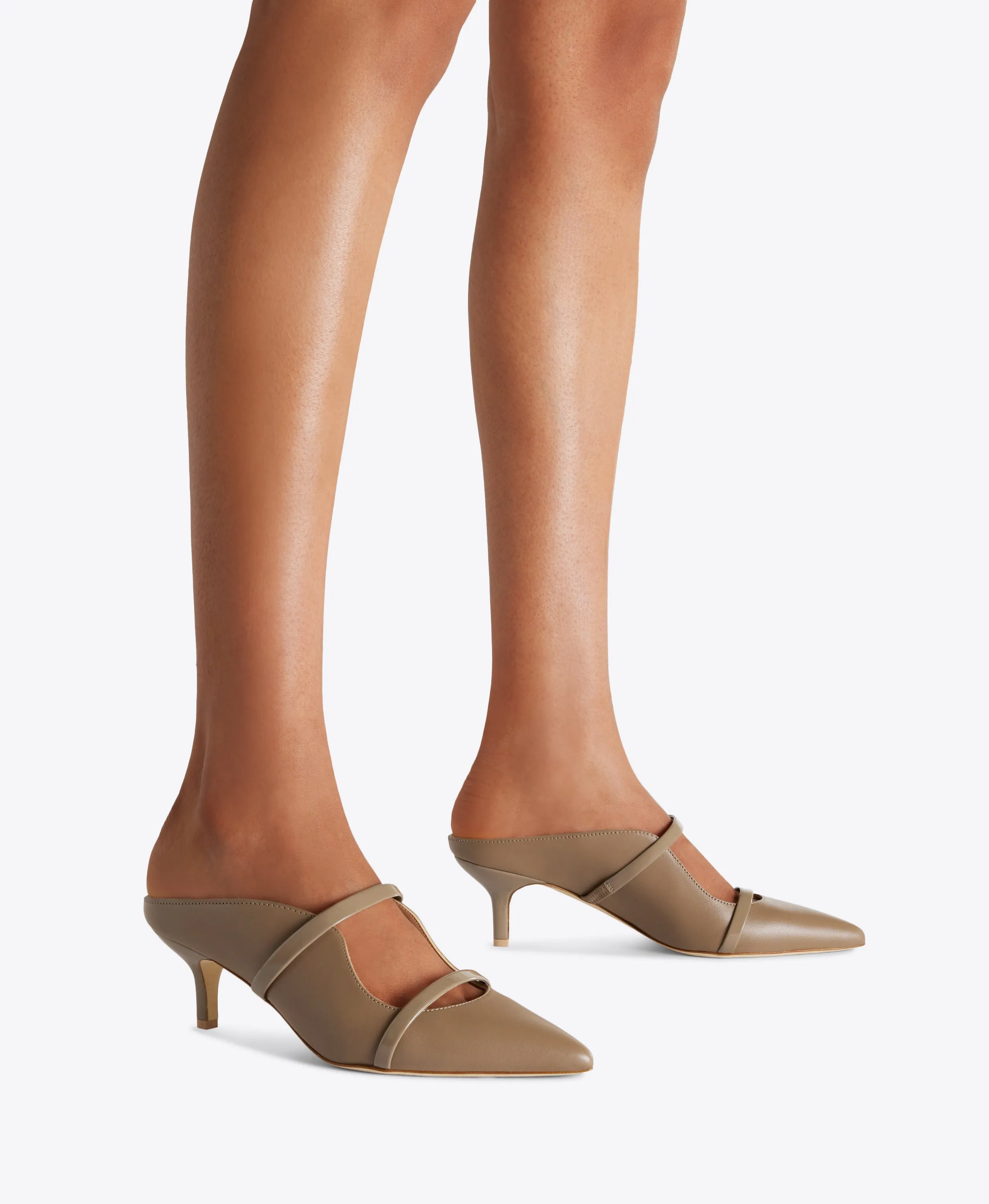 Maureen 45 Taupe Leather Kitten Heels