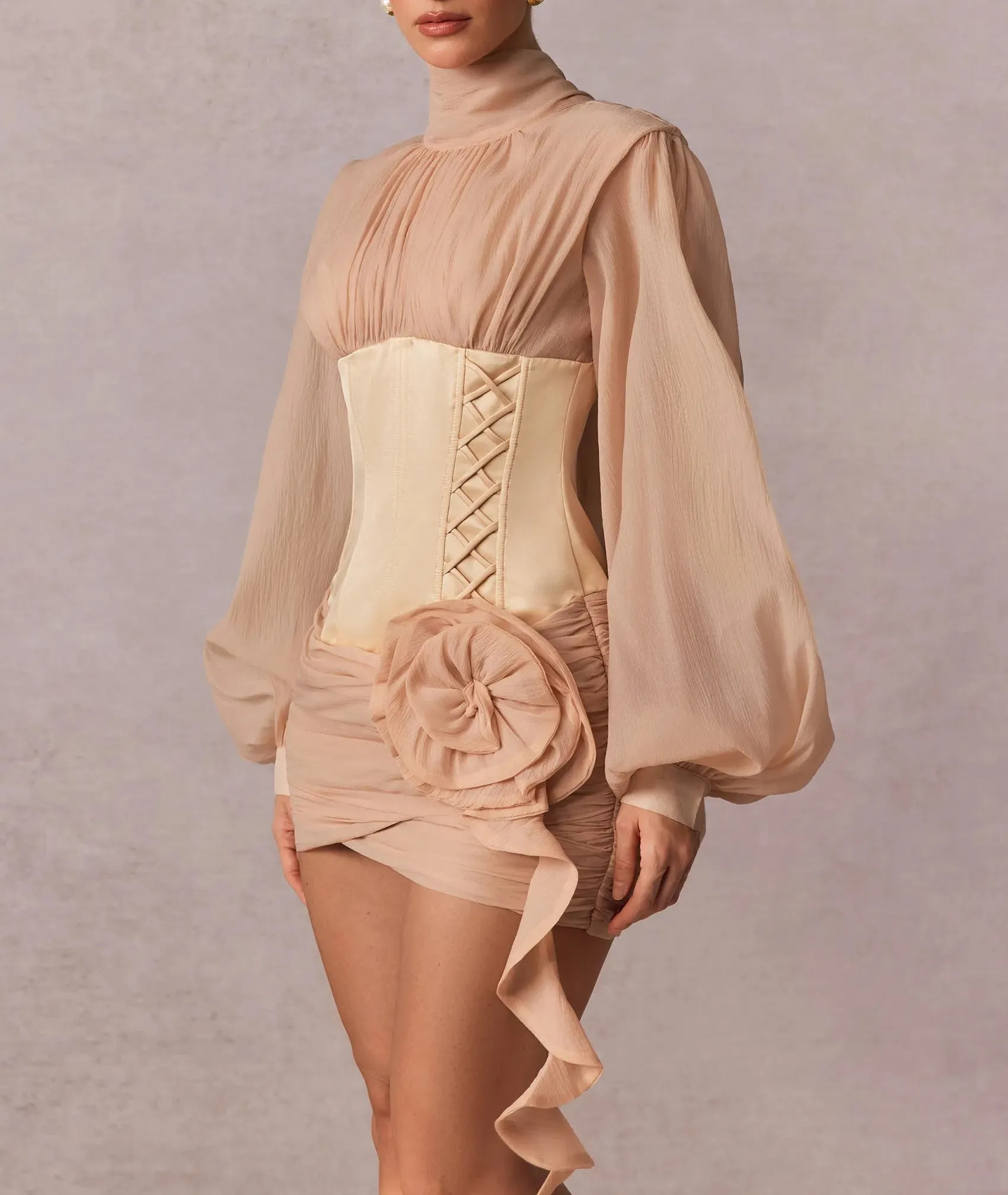 Mila Floral Applique Corset Mini Dress
