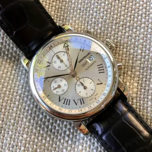 Montblanc Meisterstuck 7067 Chronograph GMT Stainless Steel Automatic 42mm Wristwatch