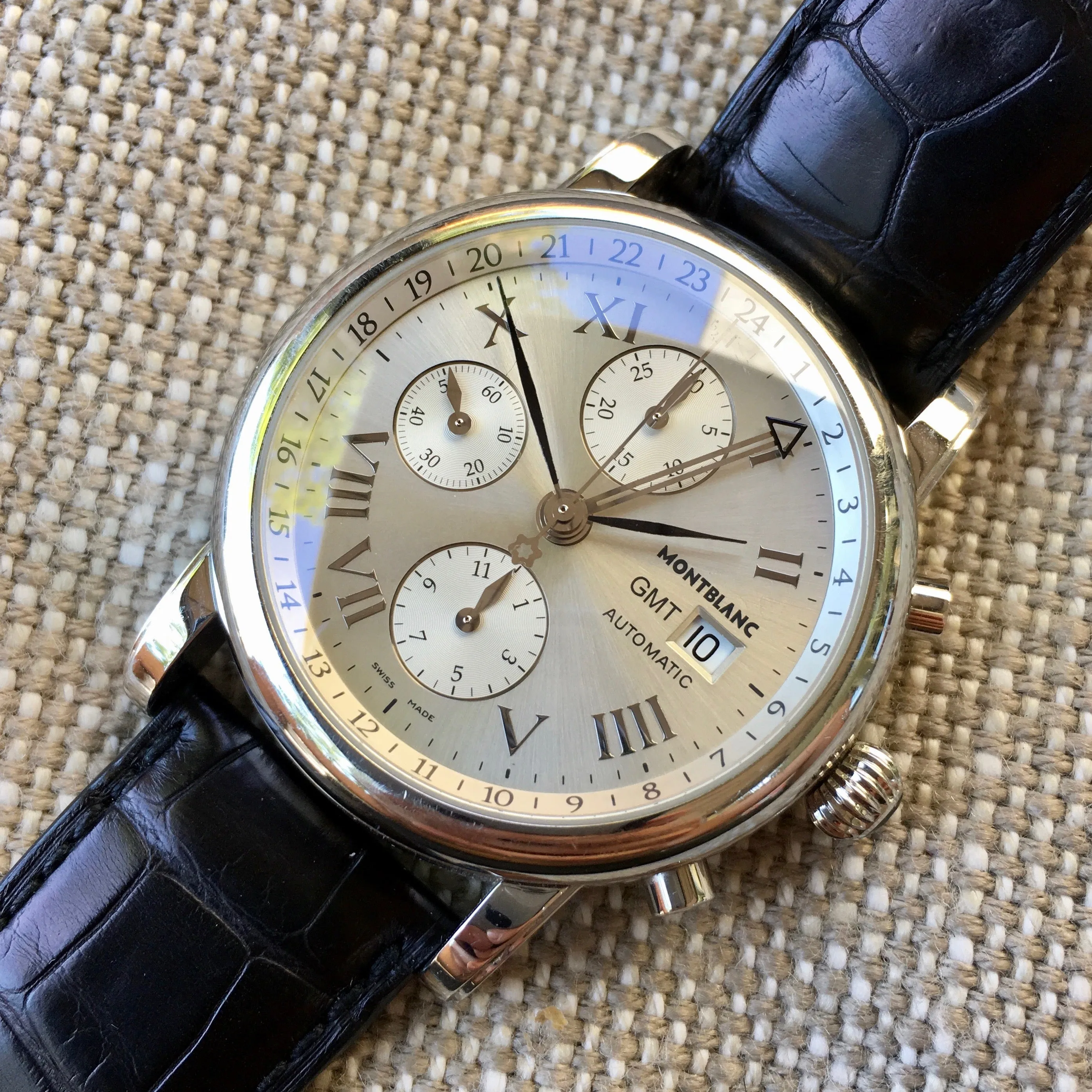 Montblanc Meisterstuck 7067 Chronograph GMT Stainless Steel Automatic 42mm Wristwatch