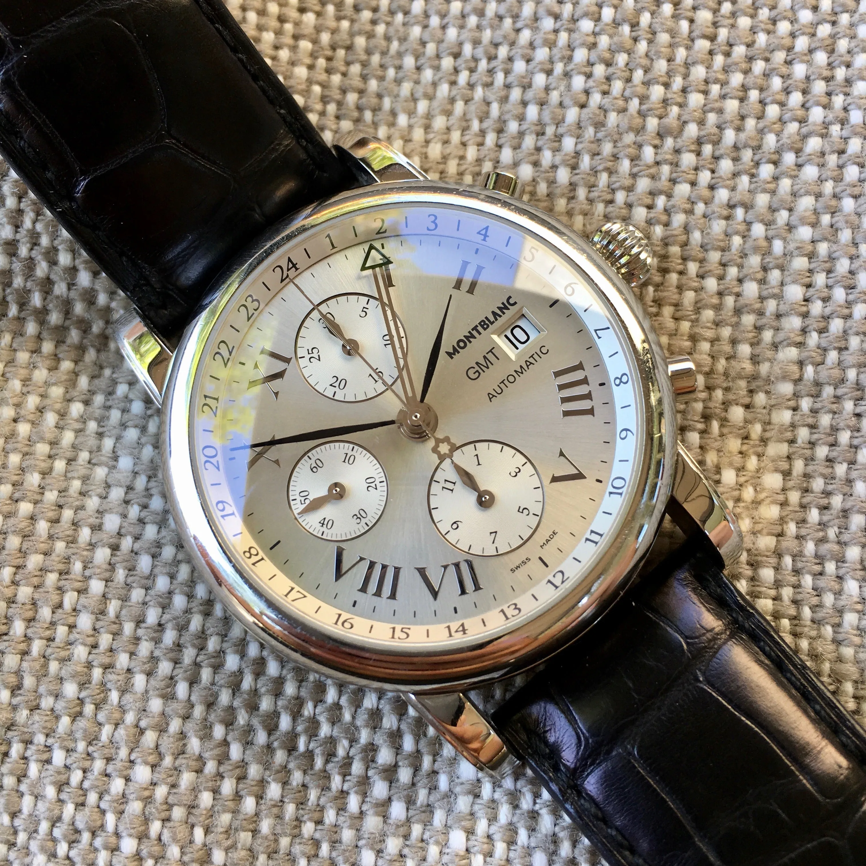 Montblanc Meisterstuck 7067 Chronograph GMT Stainless Steel Automatic 42mm Wristwatch