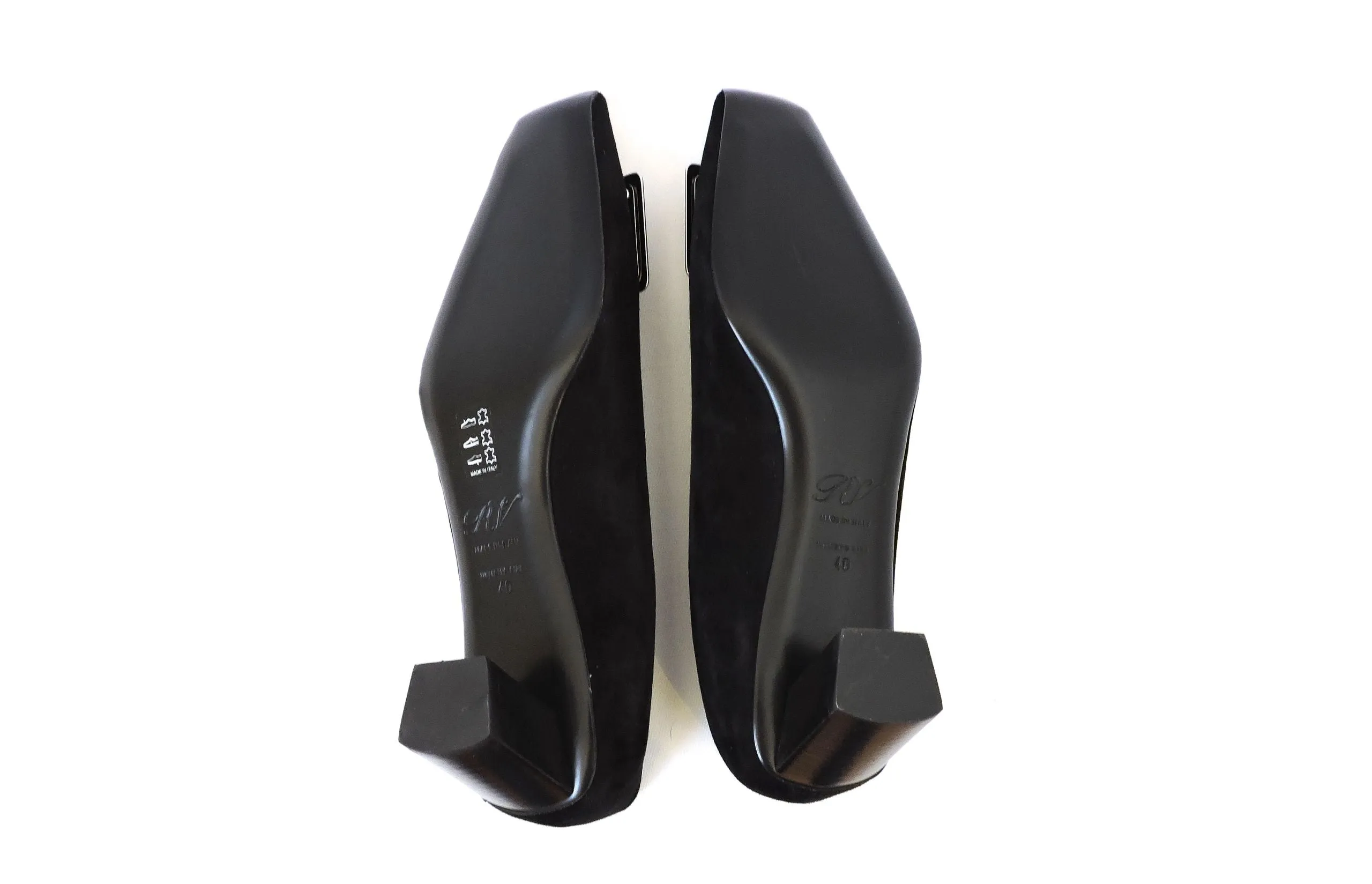 NEW Roger Vivier Black Suede Buckle Pump Size 40 It (10 Us)
