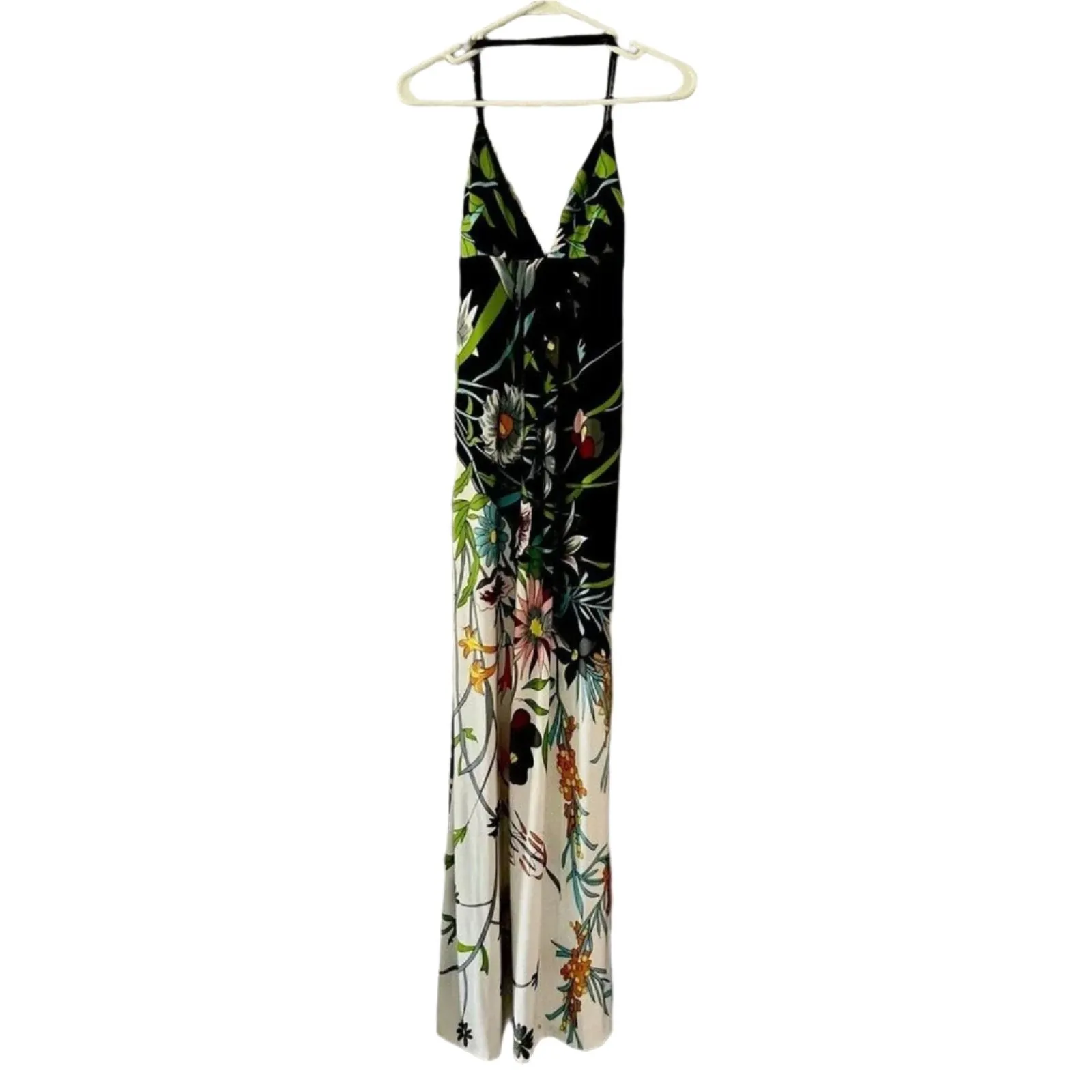 NWT Julie Brown Women's Maxi Slip Dress - Floral Spaghetti Straps, 100% Silk, Medium