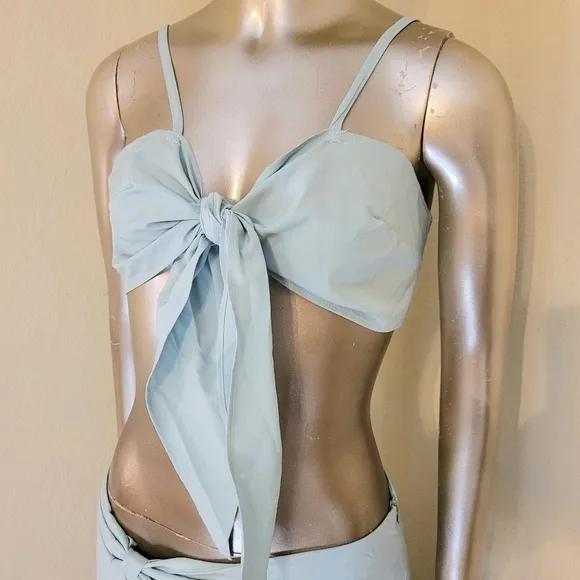 NWT PLT Mint Green Tie Front Cami Top and Ruffle Maxi Skirt