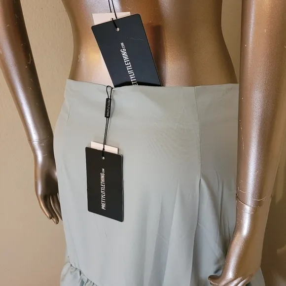 NWT PLT Mint Green Tie Front Cami Top and Ruffle Maxi Skirt