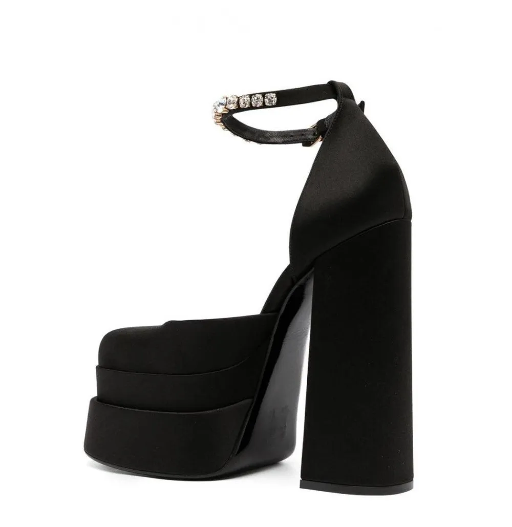 Nyx's Noir- Black Satin Platforms