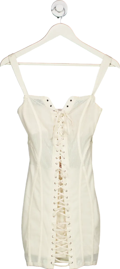 Oh Polly White Lace-Up Corset Dress UK 6