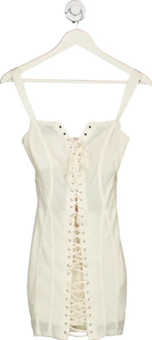 Oh Polly White Lace-Up Corset Dress UK 6