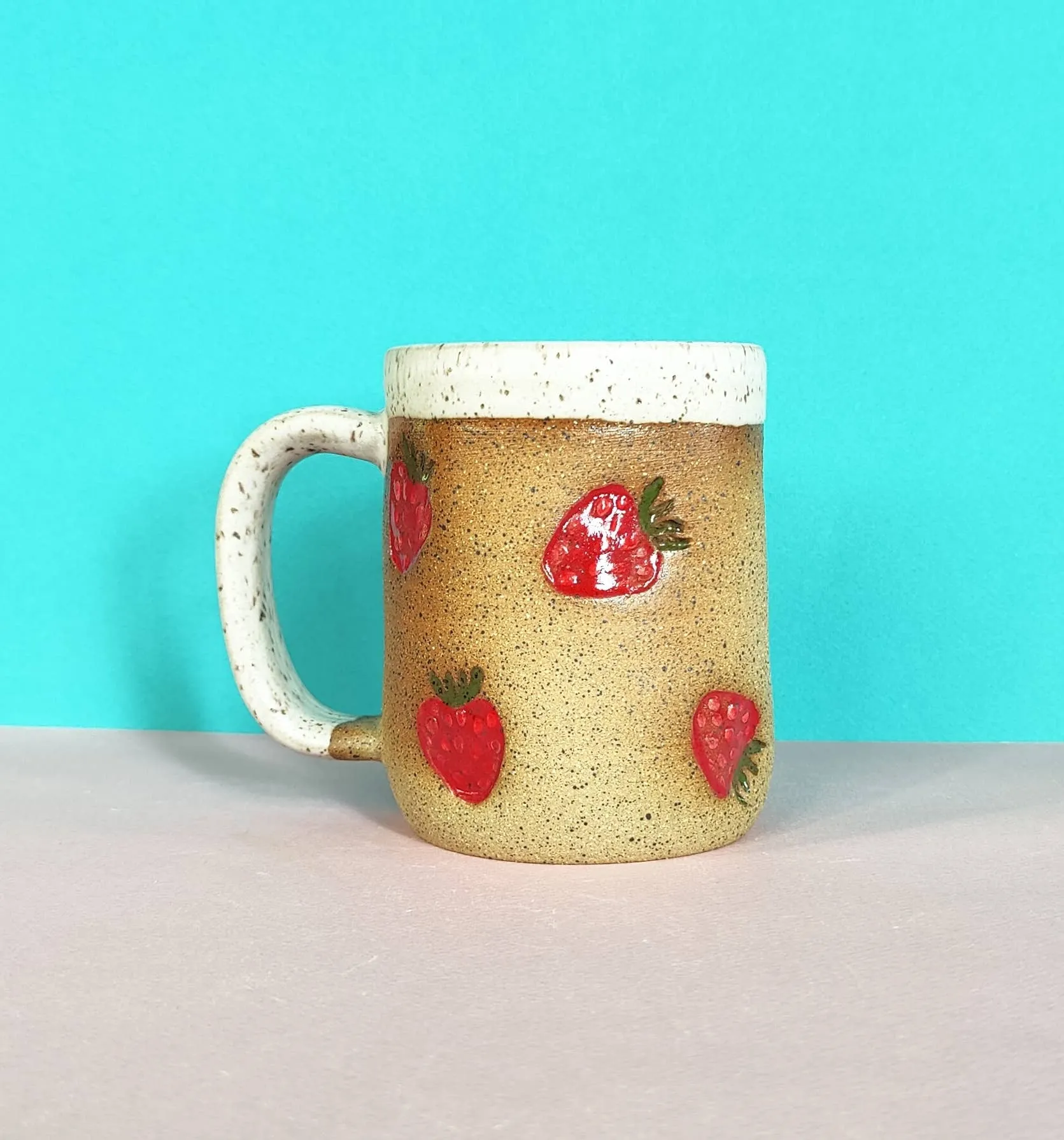 Osso Ceramics - Strawberry Stamped Mug: 12 fl oz