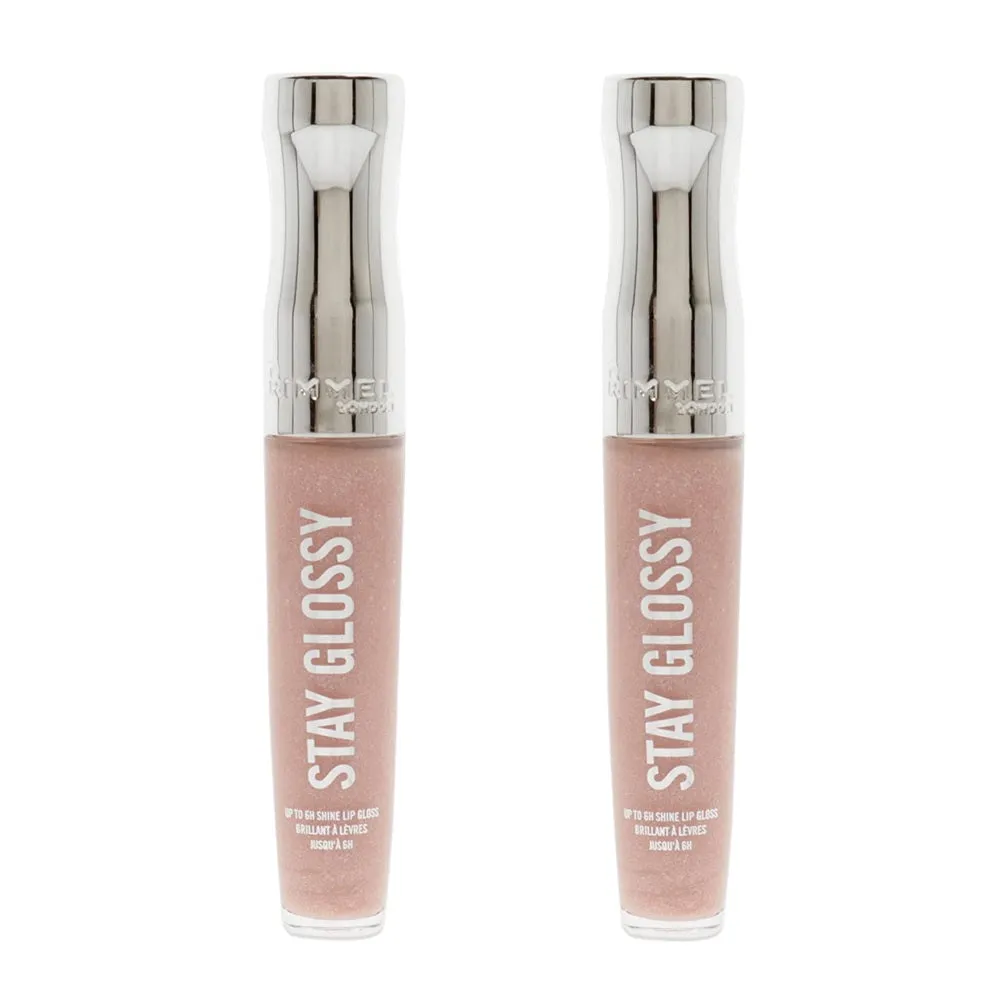 Pack of 2 Rimmel Stay Glossy 6HR Lip Gloss, Dorchester Rose # 110
