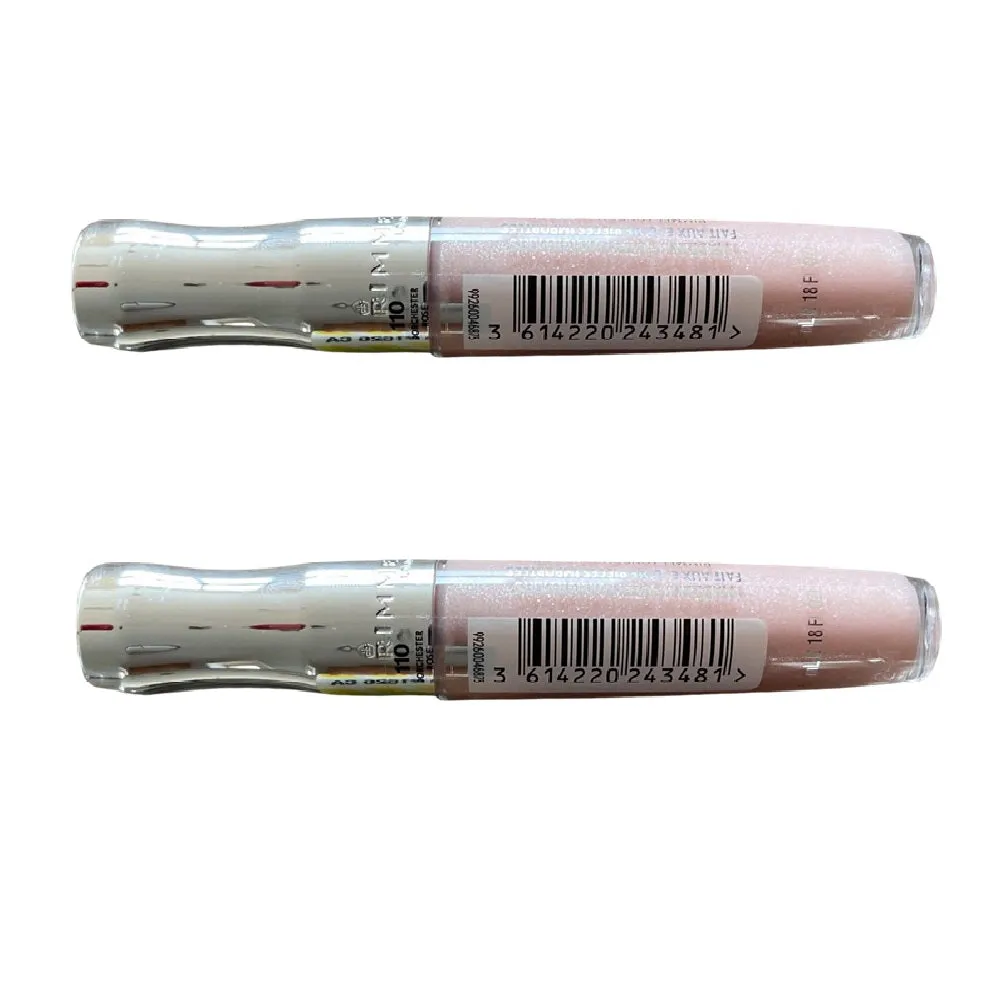 Pack of 2 Rimmel Stay Glossy 6HR Lip Gloss, Dorchester Rose # 110