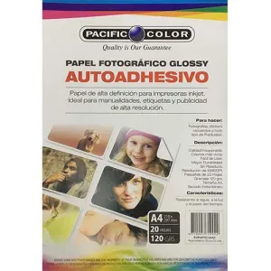 Papel Adhesivo A4 20 Unidades Pacific color