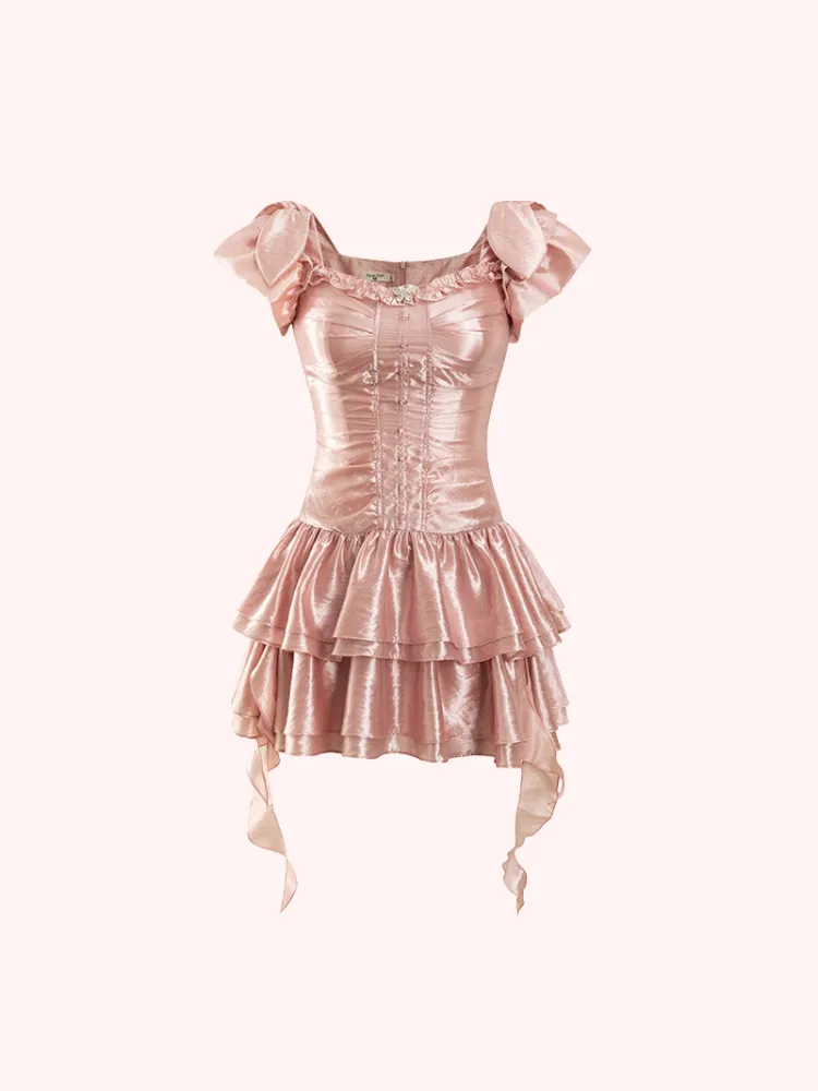Pink Birthday Cake Satin Dress