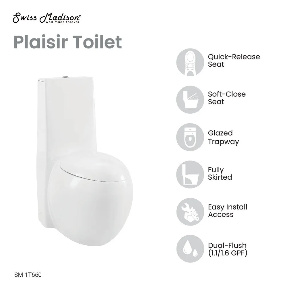 Plaisir One-Piece Elongated Toilet Dual-Flush 1.1/1.6 gpf