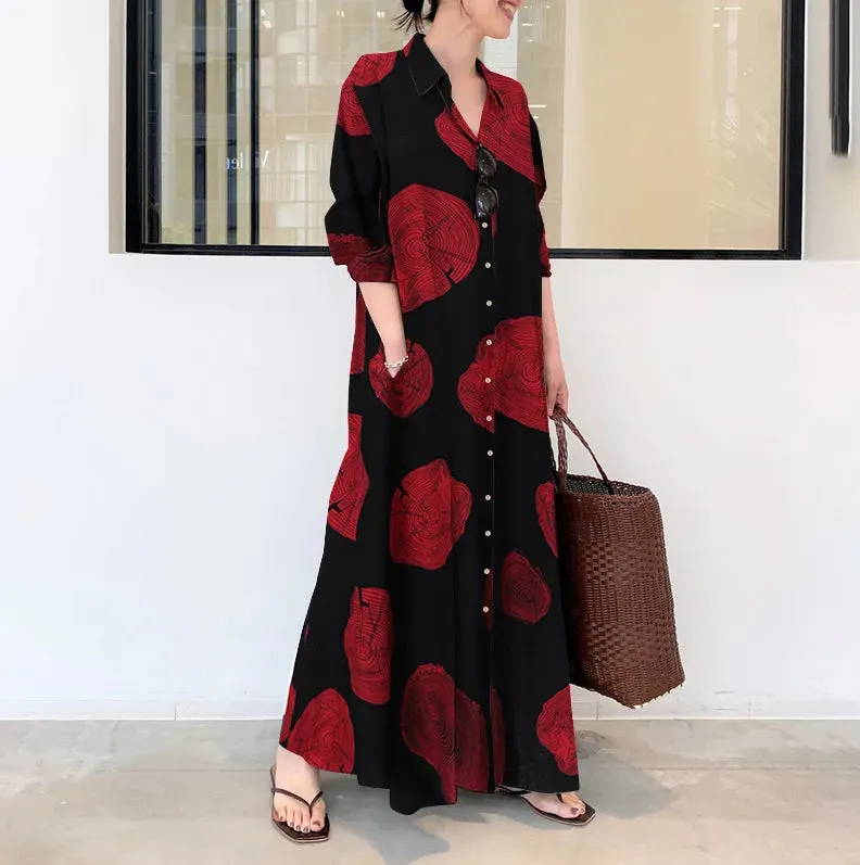 Plus Size Cotton Linen Pocket Maxi Dress