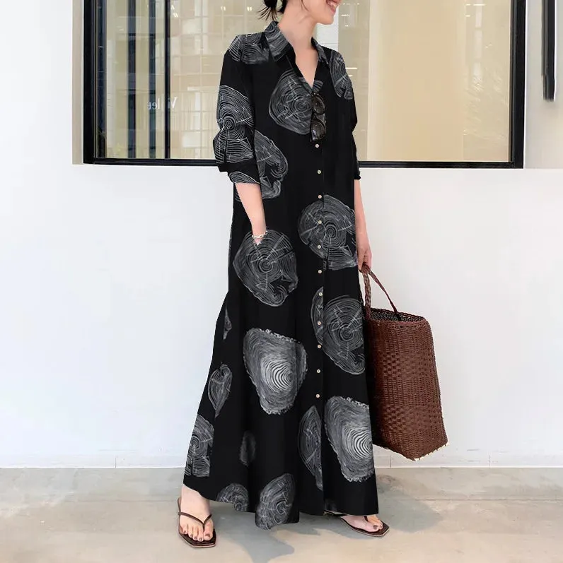Plus Size Cotton Linen Pocket Maxi Dress