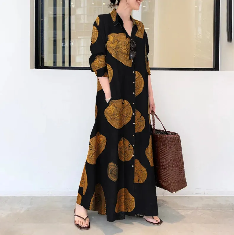 Plus Size Cotton Linen Pocket Maxi Dress
