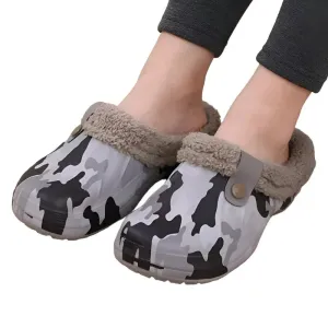 Plush Fur Clogs Slippers For Women Men Winter Soft Furry Slippers Waterproof Garden Shoes Multi-Use Indoor Home Shoes