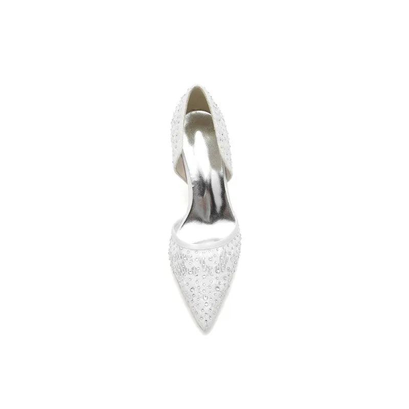 Pointed Toe Beaded Lace Wedding Stiletto Heels