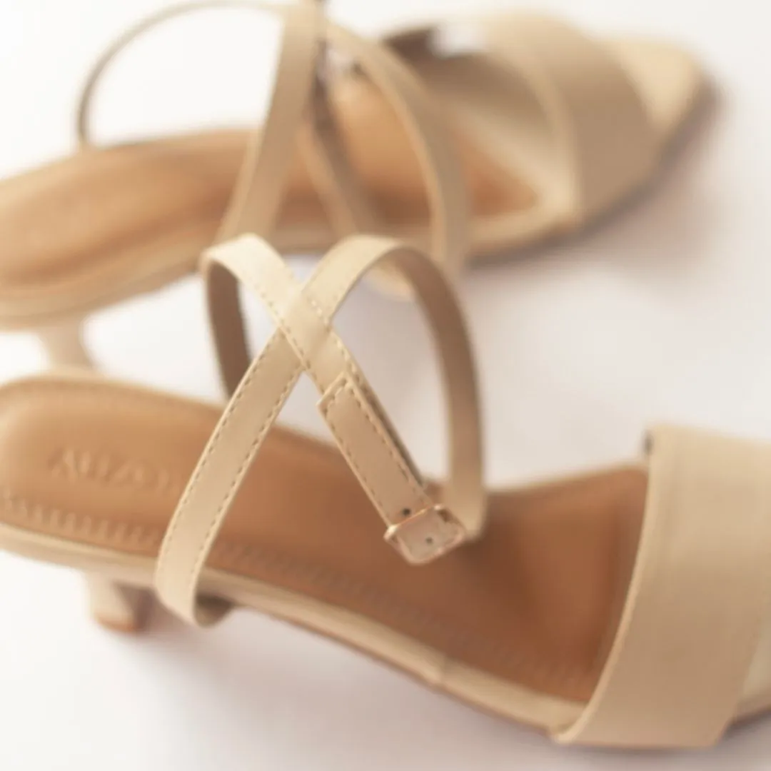 Pointed Toe Cream Kitten Heels